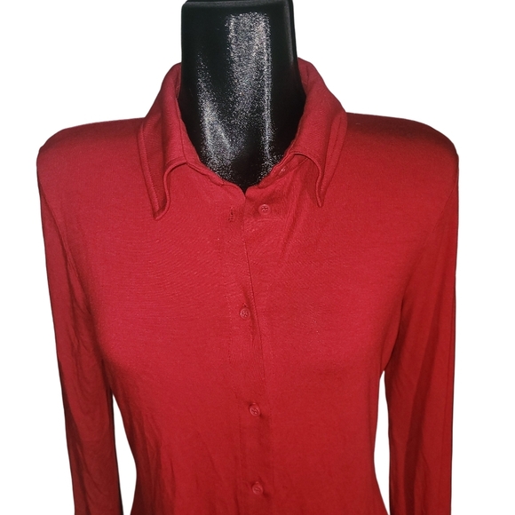 Zara Red Full Button Front Shirt L - Picture 2 of 7